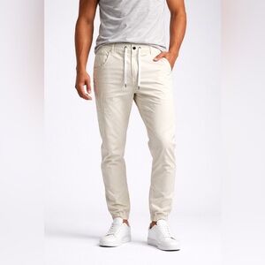 Bylt Weekender Pants Mens L Cream Casual  Drawstring Stretch Pockets FLAW
